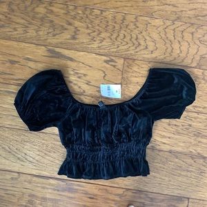 F21 black velvet crop top